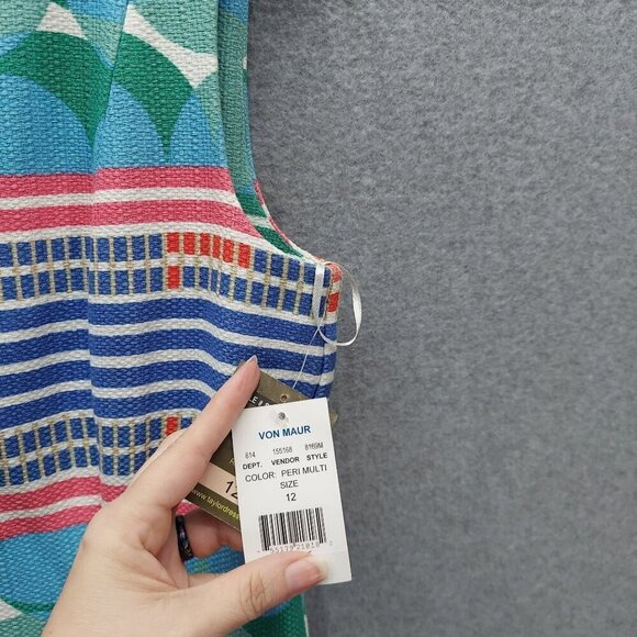 Colorful Taylor Sleeveless Dress With Geometric Stripes & Patterns Size 12 - Picture 4 of 7